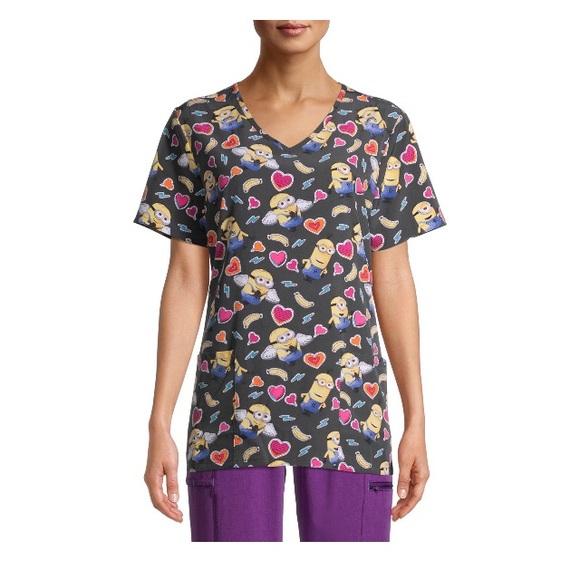 Scrubstar Tops - NWT Minions "Love My Minions" Women's Scrub Top